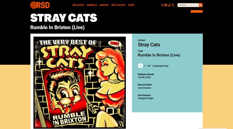 Record Store Day 2026 Stray Cats - Rumble In Brixton (Live)